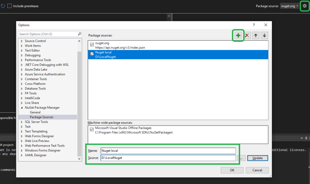 Adicionar novo repositório nuget